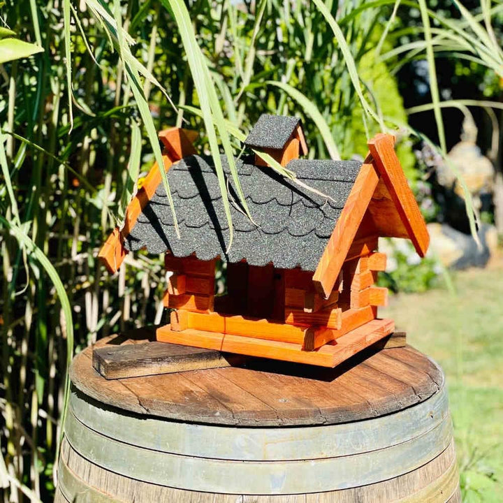 Rechteckiges Vogelhaus M - XL wetterfest aus Holz Vogel Futterstelle Haus mit und ohne Ständer (Grös