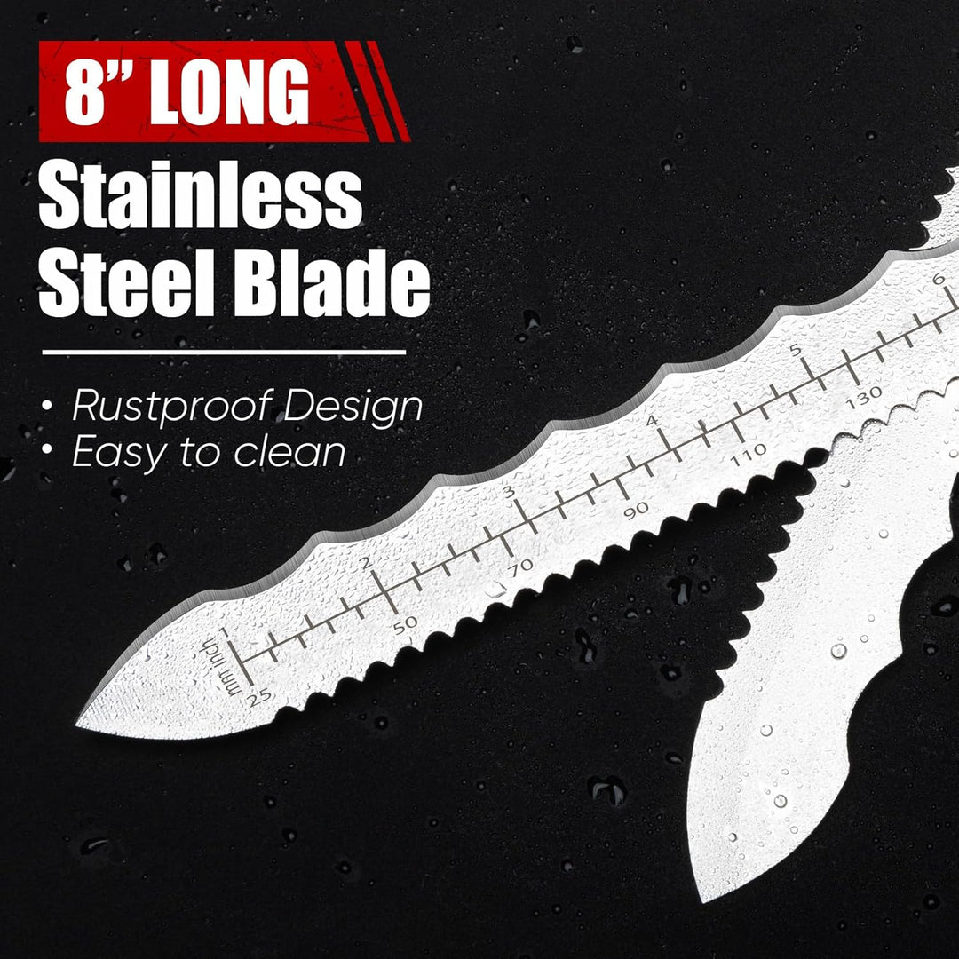 20cm Dämmstoffmesser, Edelstahl Klinge Isoliermesser w/Laserskala, Doppelseitige gezähnte Messer Wer
