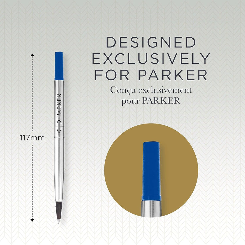 Parker Ersatzminen für Tintenroller | feine Spitze | blaue QUINK Tinte | 12 Stück Blau feine Feder,