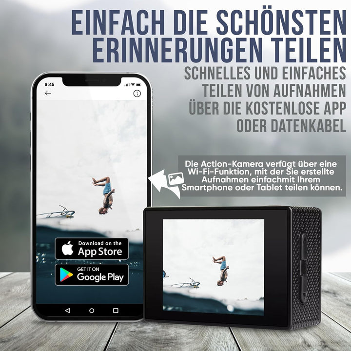 Strex Action Cam 4K 16MP - 60FPS / 30M Wasserdicht/WiFi - Inklusive Zubehör - Action Kamera - Unterw