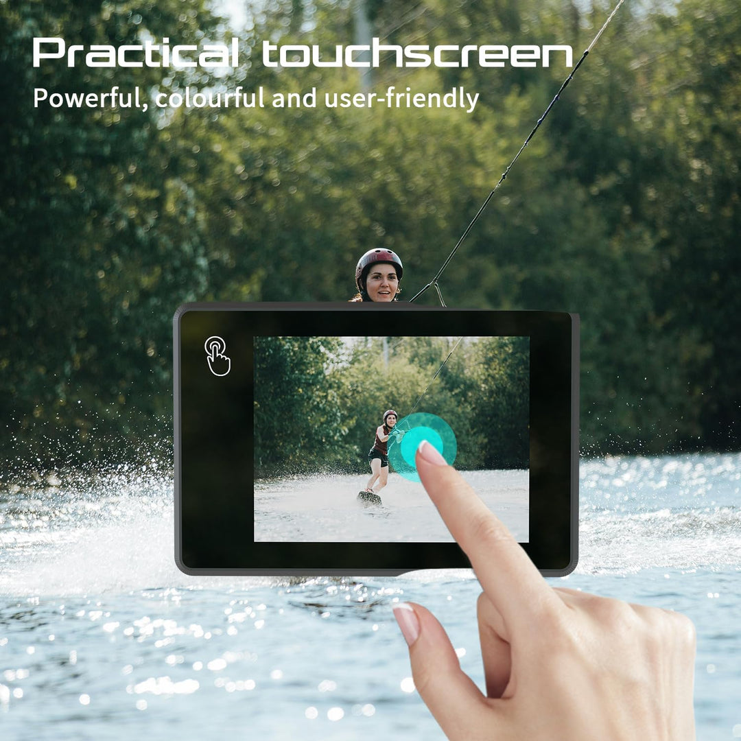 Apexcam M90 mit 128G Karte Action Cam 4K60FPS 64MP WLAN EIS Bildstabilisierung Sportkamera mit Touch