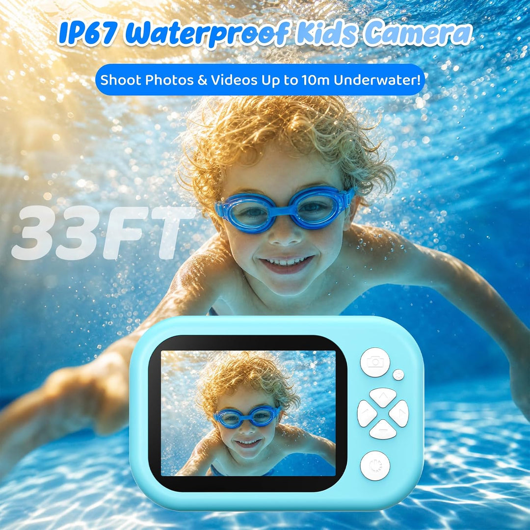 Unterwasser Kinderkamera, 48MP 1080P IP68 wasserdichte Digitalkamera Kamera Kinder mit 2,4 Zoll Bild