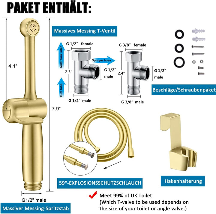 Bidet Handbrause Toilette Uvish Bidet Aufsatz Duschkopf mit Bidet Armaturen WC Hand Bidet Sprayer fü