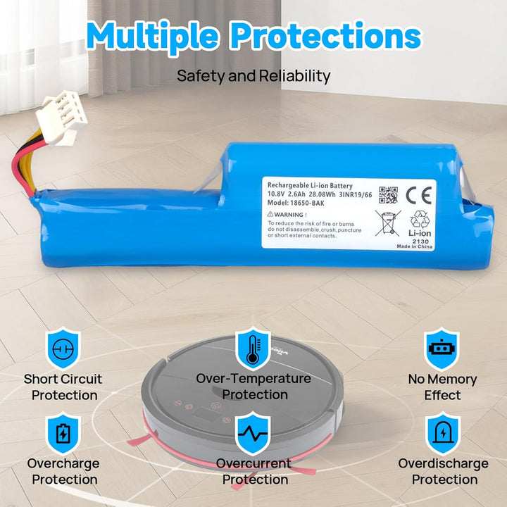 2600 mAh Akku Kompatibel mit Vileda VR 102, VR One, VR 201 PetPro, VR 303 Saugroboter, Ersatz Kompat