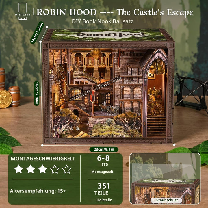 MiniCity Book Nook Kit, DIY Miniatur Puppenhaus Bücherecke Kit für Jugendliche und Erwachsene mit St
