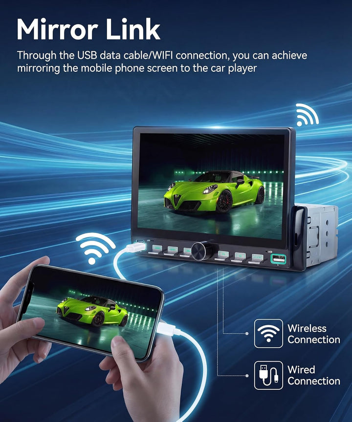 Rimoody Autoradio 1 Din mit Wireless Carplay Android Auto You-Tube IOS/Android Mirror Link Bluetooth