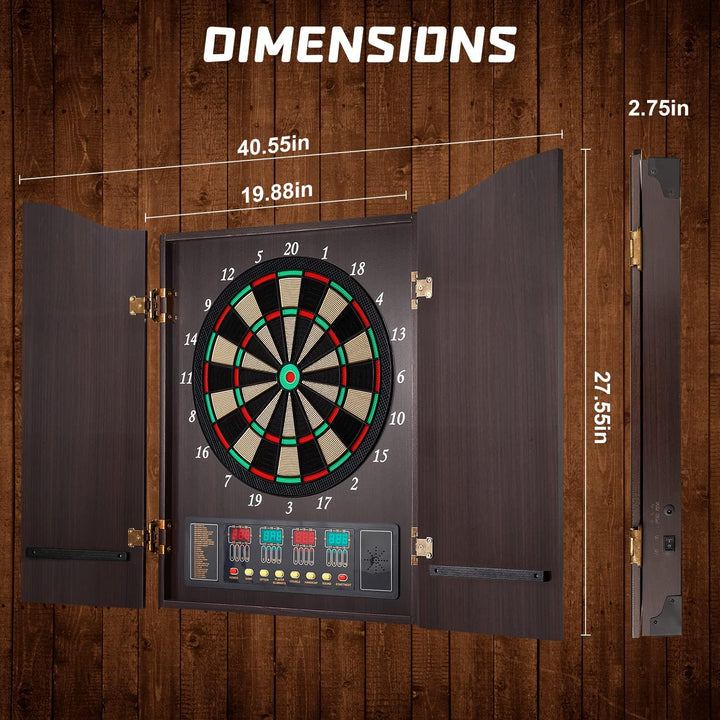 Brovamo Dartscheibe, Dekoratives Dartscheiben-Schrank-Set [12*Soft Tip Darts], Elektronische Dartsch