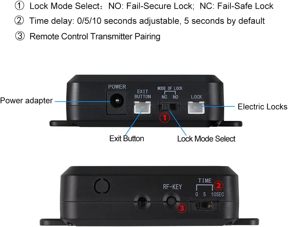 FUSYTULY Komplettes Zutrittskontrollsystem Kit Wireless 433MHz Fernbedienung Türöffner + 180KG/350lb