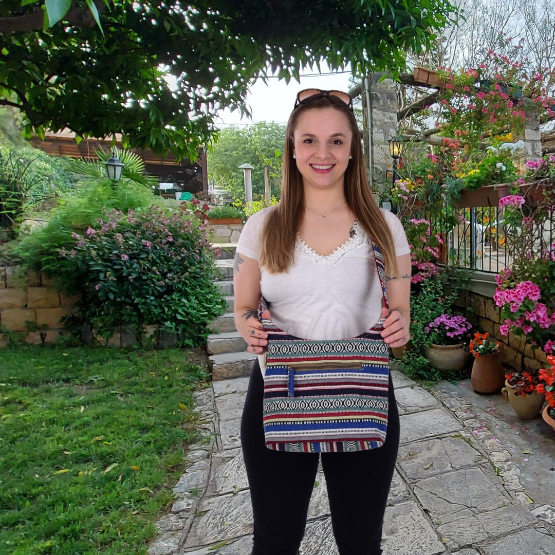 Sunsa Damen Umhängetasche. Hobo Tasche aus gewebter Baumwolle mit verstellbare Henkel. Crossbody Sch