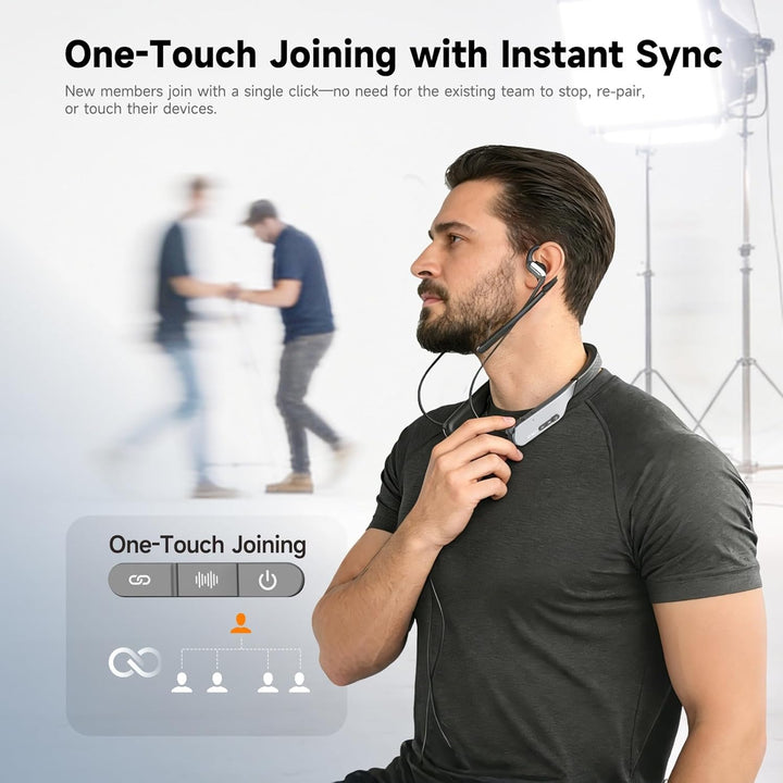 SYNCO Xtalk S1 Wireless Intercom Headset System 250m Full-Duplex 2.4G, 10h Runtime AI Noise Cancella
