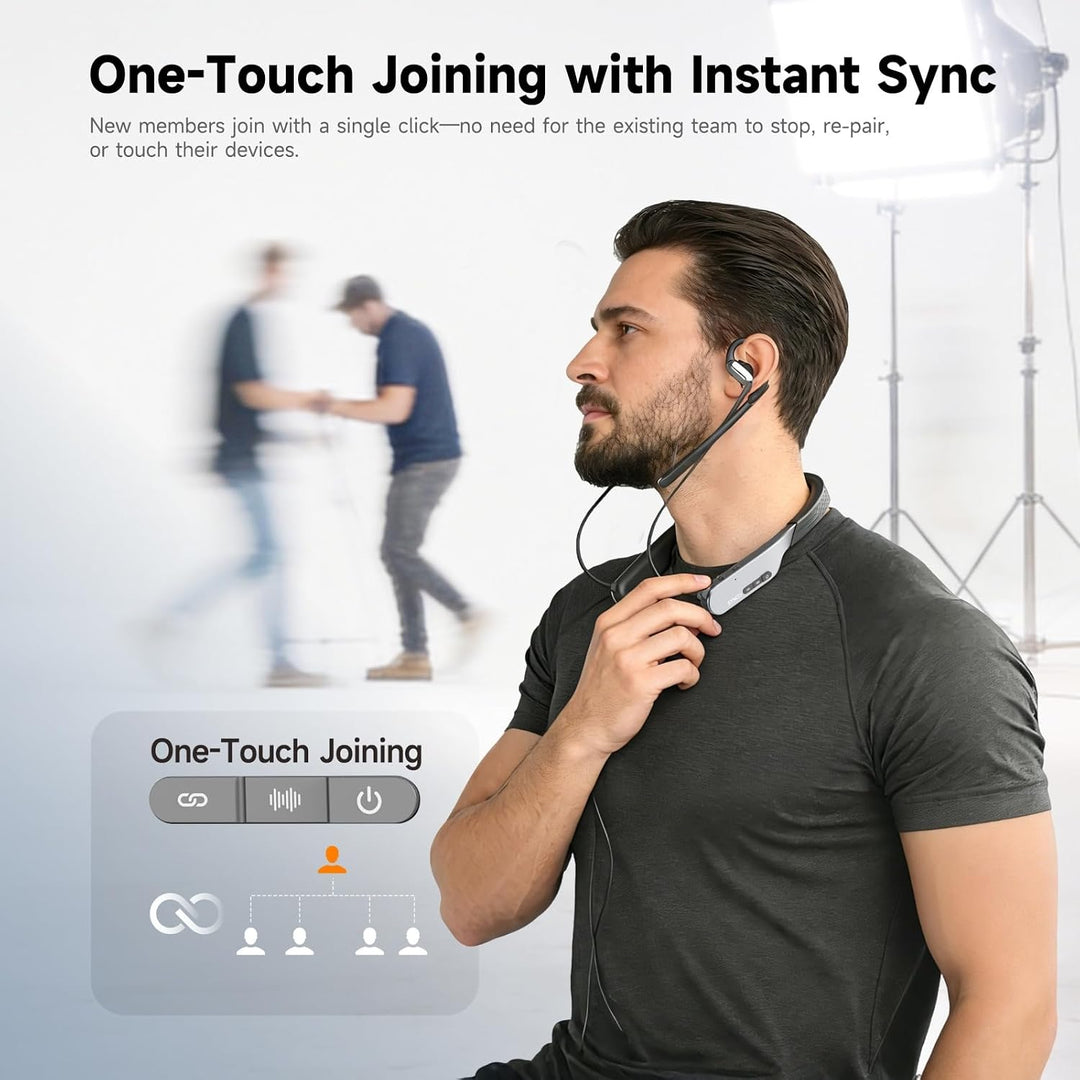 SYNCO Xtalk S2 Wireless Intercom Headset System 250m Full-Duplex 2.4G, 10h Runtime AI Noise Cancella
