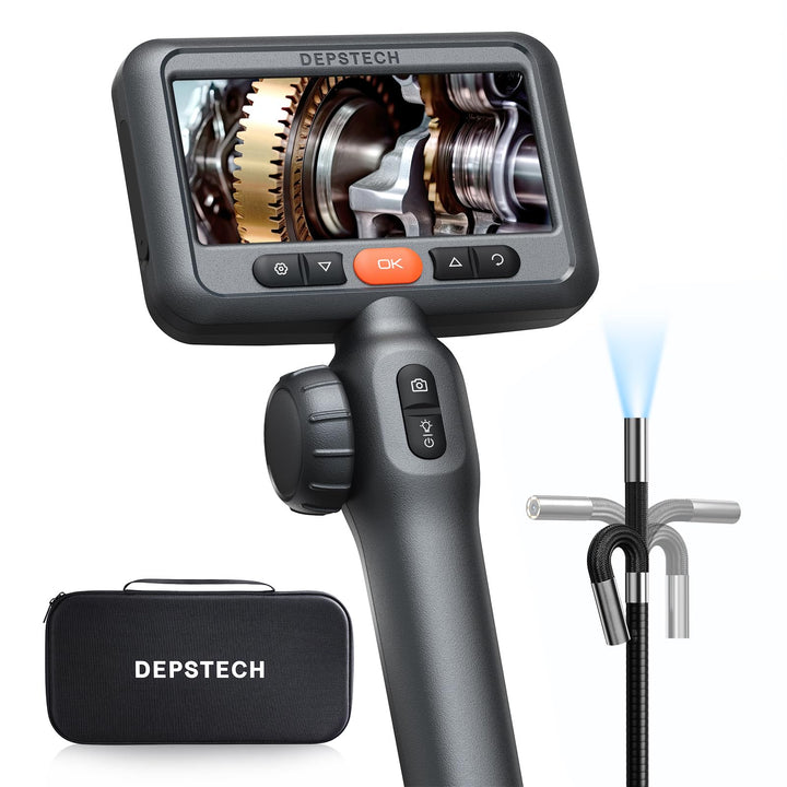 DEPSTECH 6.2mm Drehbar Endoskopkamera mit Licht, 1080P Endoskopkamera Beweglicher Kopf 210°, 4,5" IP
