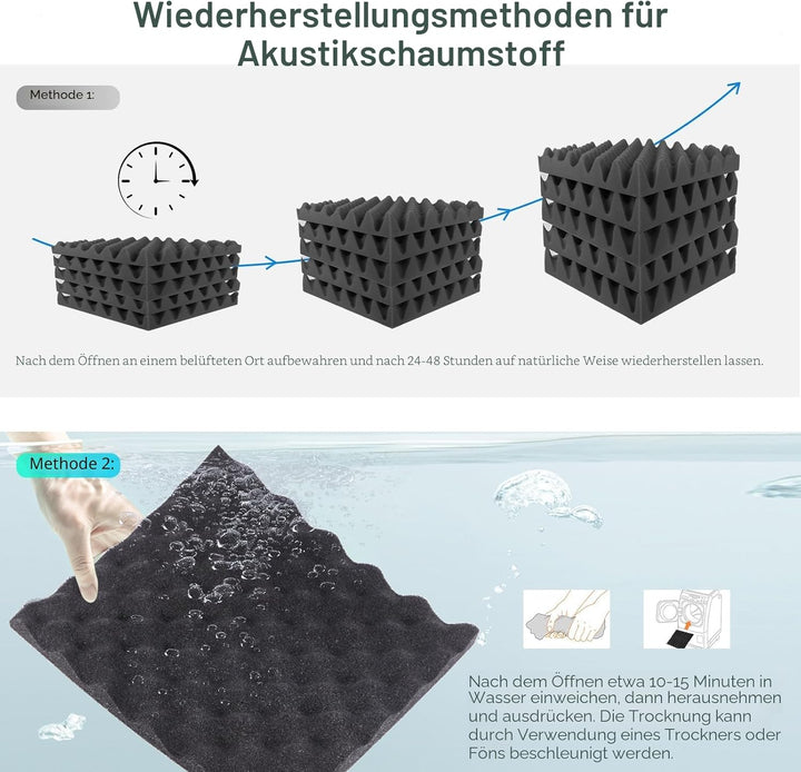 JBER 24 Stück Akustikpaneele Selbstklebend, Schallschutzplatten 30 x 30 x 3 cm, Hochdichte Akustiksc
