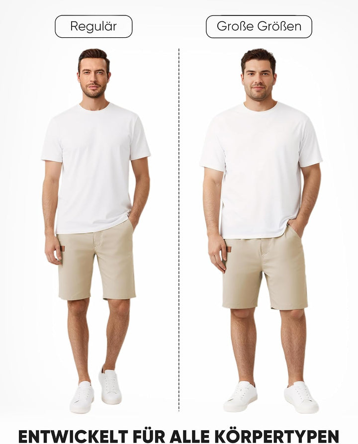 JMIERR Kurze Hosen Herren Shorts Herren Sommer Chino Baumwolle Elastische Taille mit Taschen S Beige