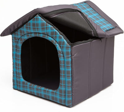 Hobbydog R3 BUDNKR16 Doghouse R3 52X46 cm Blue Grid, M, Blue, 1.1000000000000001 kg Blue M, Blue M