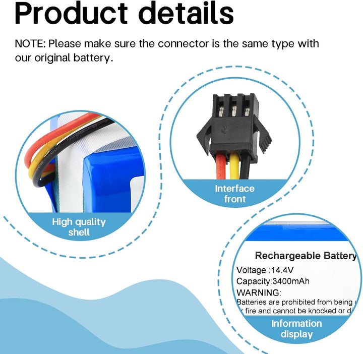 K KYUER 14.4V Rechargeable Akku für AIRROBO P20 Robot Vacuum Cleaner RoboVac Battery 3400mAh