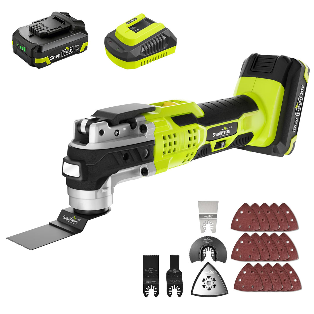 SnapFresh 20V Akku Multifunktionswerkzeug, Oszillierendes mit 6 Geschwindigkeitsstufen, 2,0Ah Akku &amp;