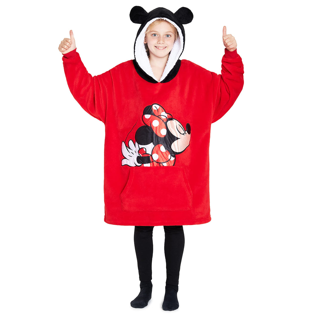 Disney Stitch Kapuzenpullover Mädchen, Übergrosse Hoodie Decke Kinder mit Sherpa-Kapuze und Kängurut