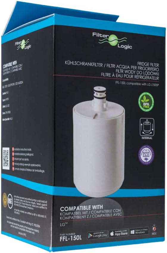 FilterLogic FFL-150L | 4x Wasserfilter für LG mit ADQ72910901 LT500P Filter | Für LG Side-by-Side Kü