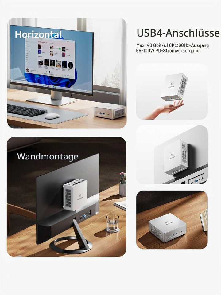 MINIS FORUM UM750L Slim Mini PC, AMD Ryzen 5 7545U Mini Computer (6C/12T, bis zu 4,9 GHz), 16 GB LPD