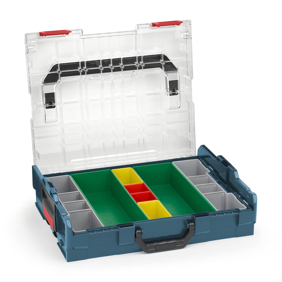 Bosch Sortimo Sortimentskasten L BOXX 102 professional blau Deckel transparent mit Insetboxen-Set G3