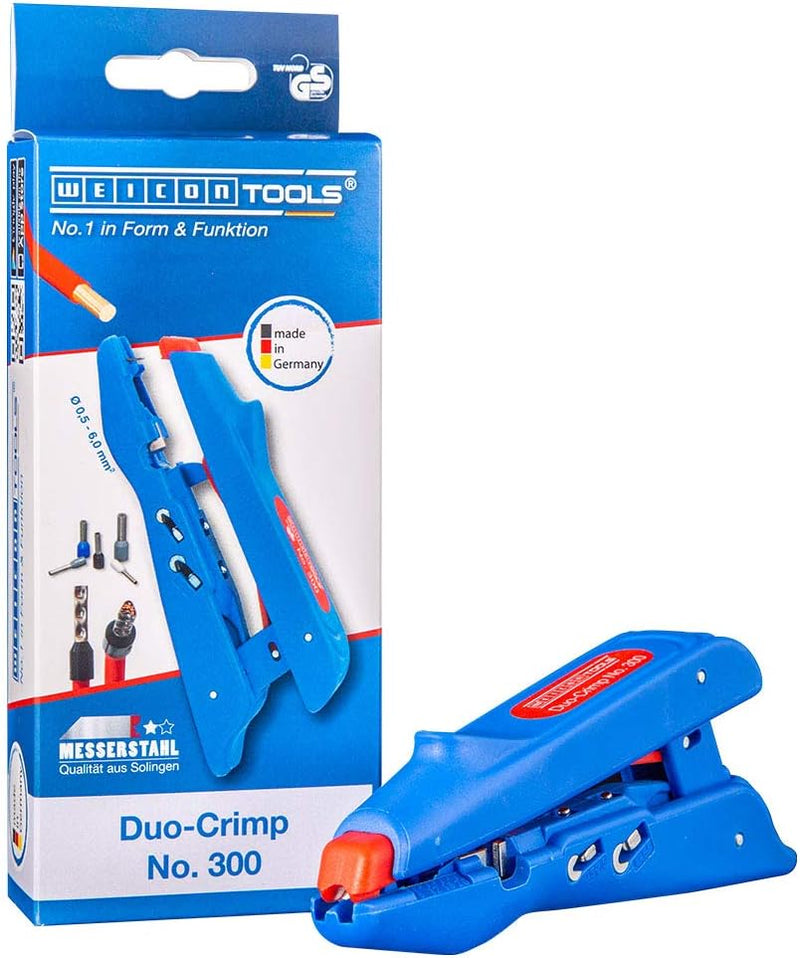 WEICON TOOLS Duo-Crimp No. 300 I Multifunktions-Abisolierer mit Seitenschneider und Crimpfunktion, D