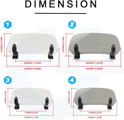 368mm Motorrad Windabweiser Verstellbare Clip-on Windschutzscheibe Zubehör Windschild Windschutzsche