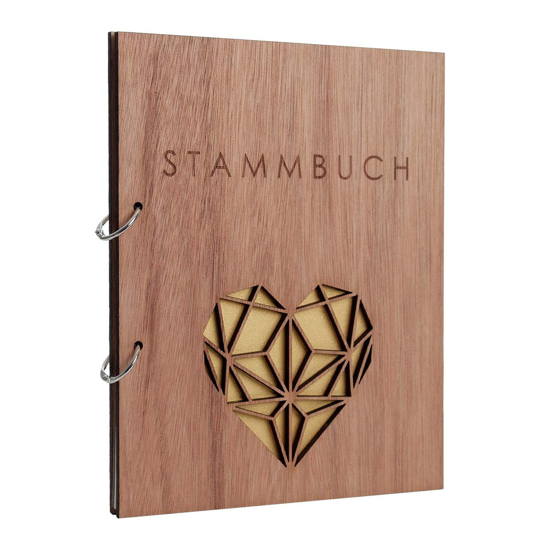 Hochzeitideal Stammbuch der Familie Familienstammbuch Holzcover inkl. Lasergravur (Serie Geometric)