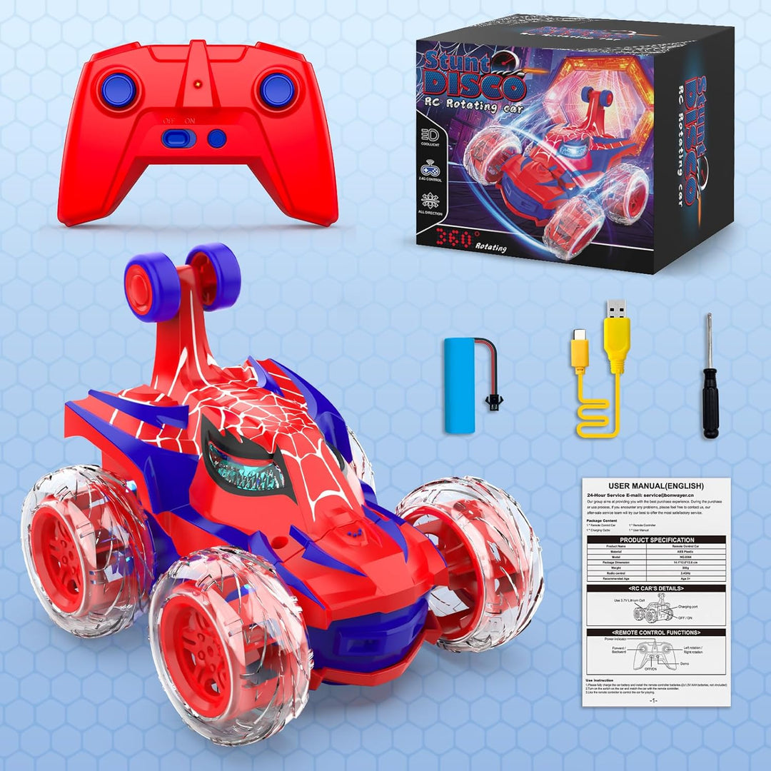 Ferngesteuertes Auto Kinder Spielzeug ab 3 4 5 6 7 8 9 Jahre Junge Mädchen, 2.4Ghz Stunt Spider Auto