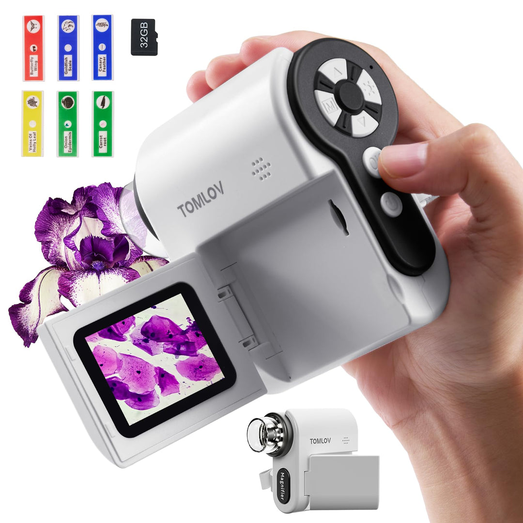 TOMLOV P20 Handheld Digital Mikroskop für Kinder, Mehrere Taschenmikroskop, Tragbare 1080P DV-Kamera