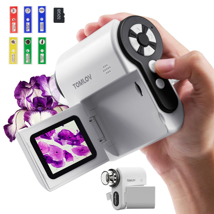 TOMLOV P20 Handheld Digital Mikroskop für Kinder, Mehrere Taschenmikroskop, Tragbare 1080P DV-Kamera