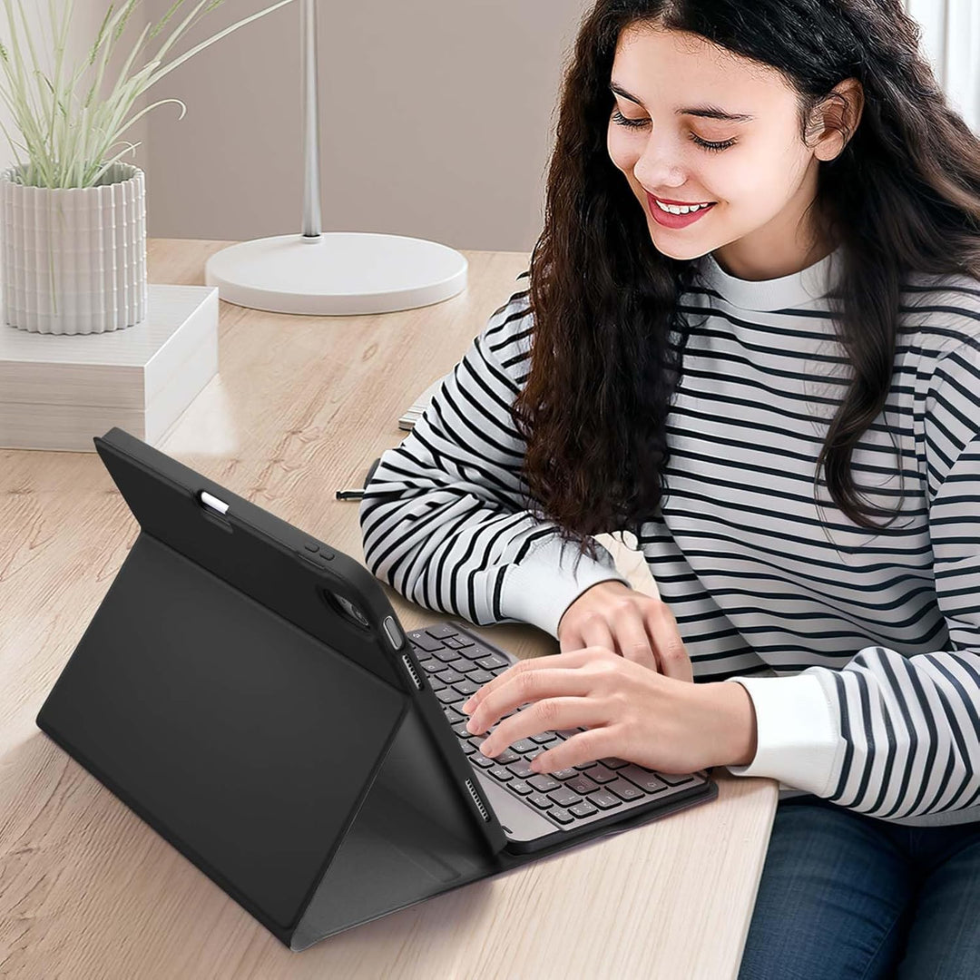 Vobafe Hülle mit Tastatur für iPad A16 11/10 Generation (2025/2022, 10,9/11 Zoll), Magnetisch Abnehm