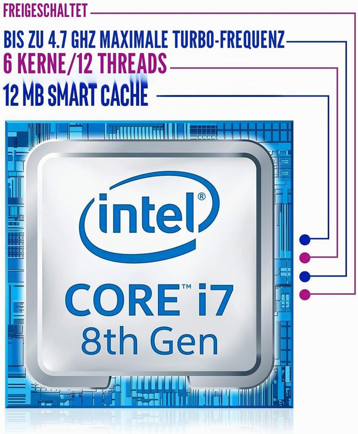 Intel Core i7-8700K Prozessor (12 MB Cache, bis zu, 6 core, 3.70 GHz) i7-8700K Prozessor 3.70 GHz, i