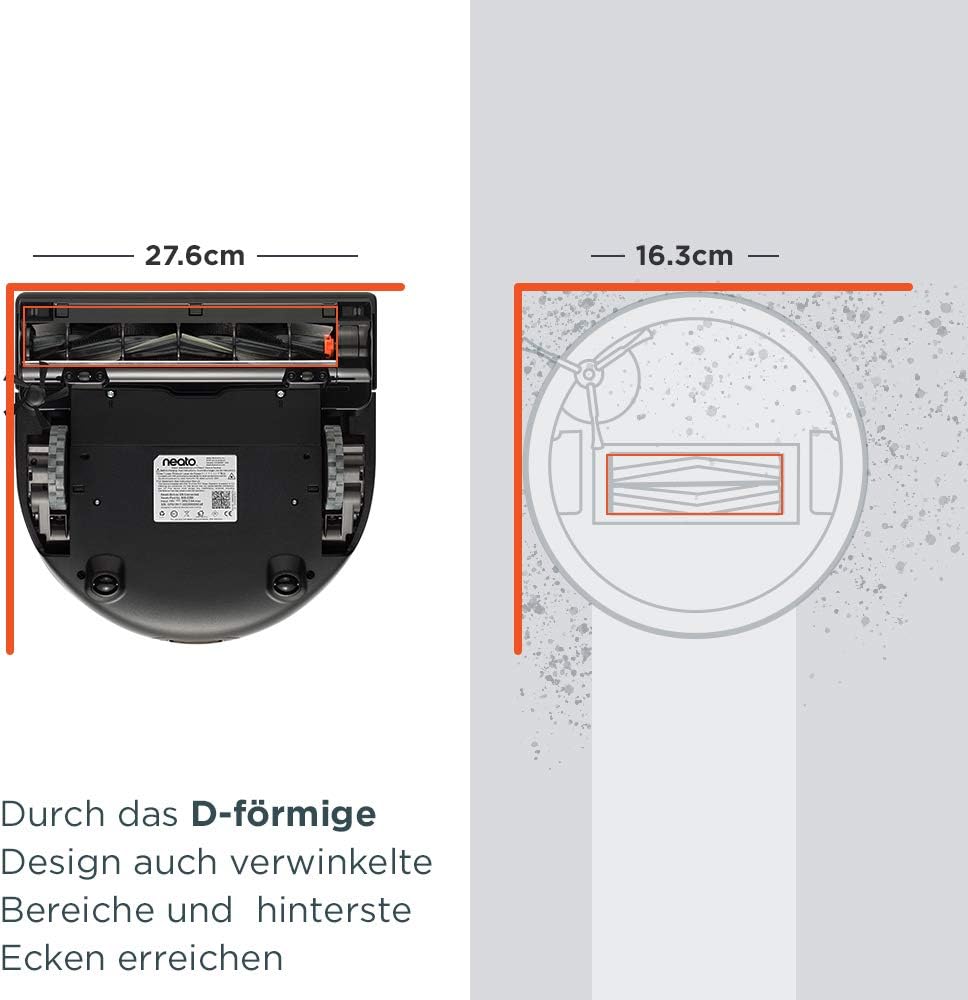 Neato Robotics D7 Saugroboter, Eckenreinigung mit exklusivem Haustierzubehör für Teppiche und Hartbö