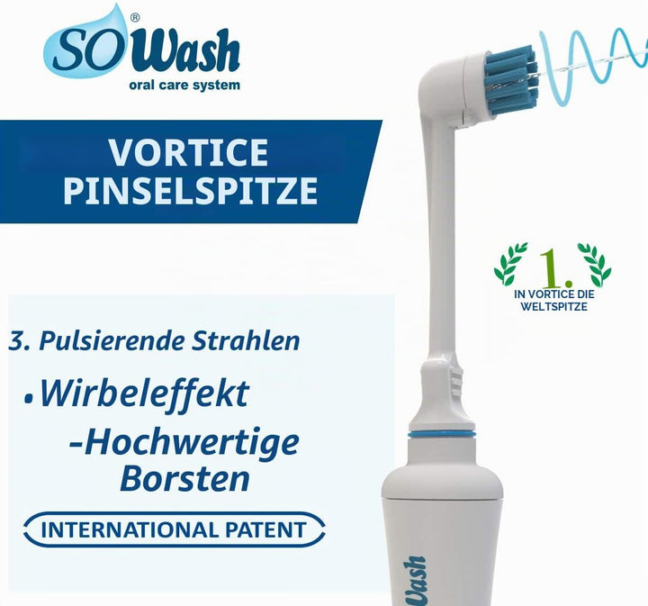 SoWash Munddusche | TRIO | Verbindet mit dem Wasserhahn | Munddusche ohne Batterien und Strom |Itali