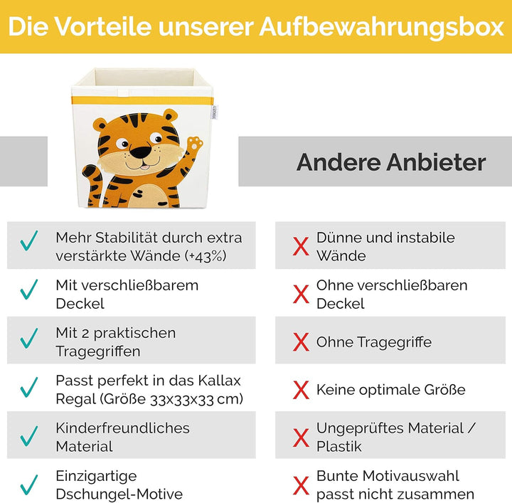 GLÜCKSWOLKE Kinder Aufbewahrungsbox - 15 Motive I Spielzeugkiste mit Deckel für Kinderzimmer I Spiel