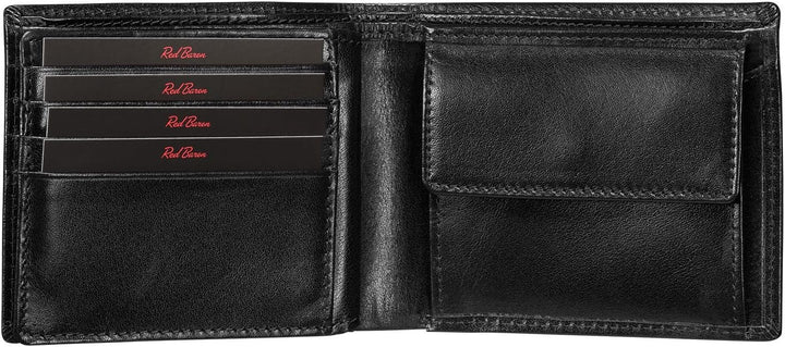 Portemonnaie Geldbörse Herren Red Baron Schwarz Echt Leder RB-WT-006-03