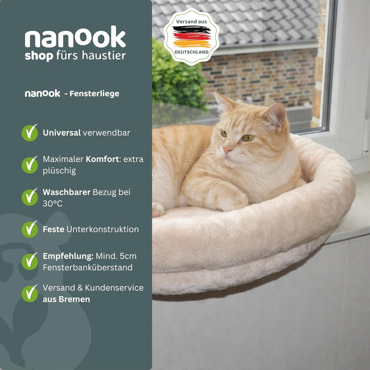 nanook Fenster Liegeplatz Liegemulde Fensterliege für grosse Katzen - Liegekissen - gepolstert - XXL