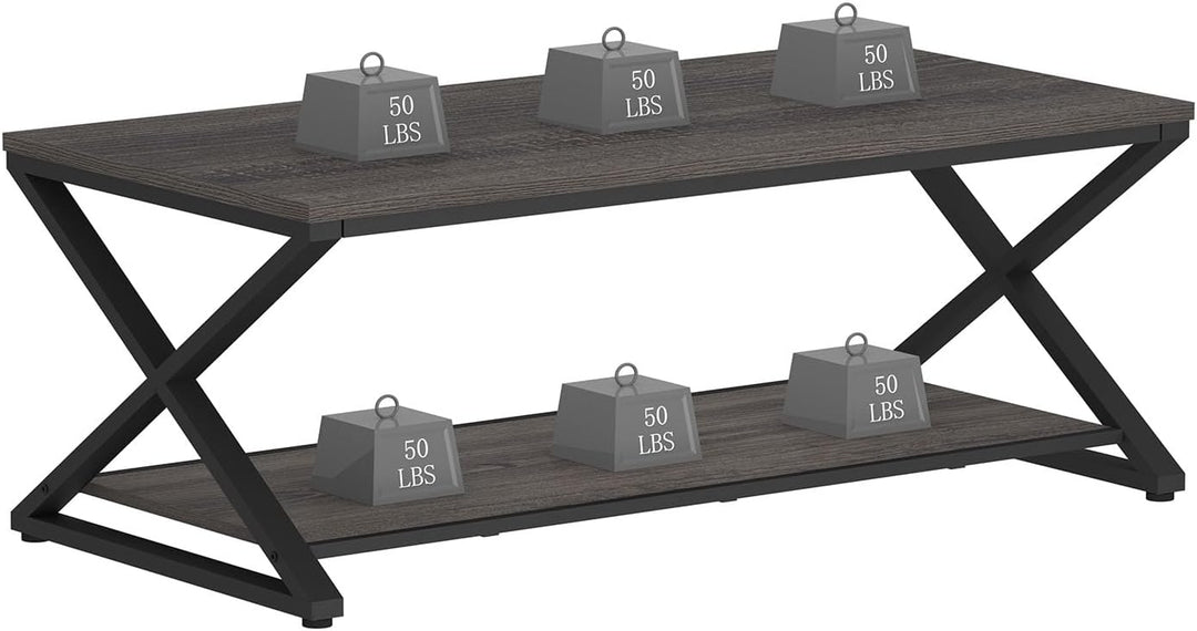 HSH Couchtisch Holz Wohnzimmertisch für Couch Moderner Wohnzimmer Tisch mit Stauraum Stabiler Sofati