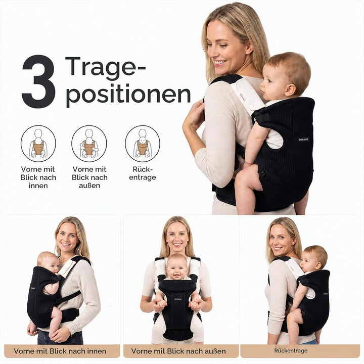 Bebamour Babytrage Vorder und Rückentrage mit 2 Schulterlätzchen, Beige, Beige