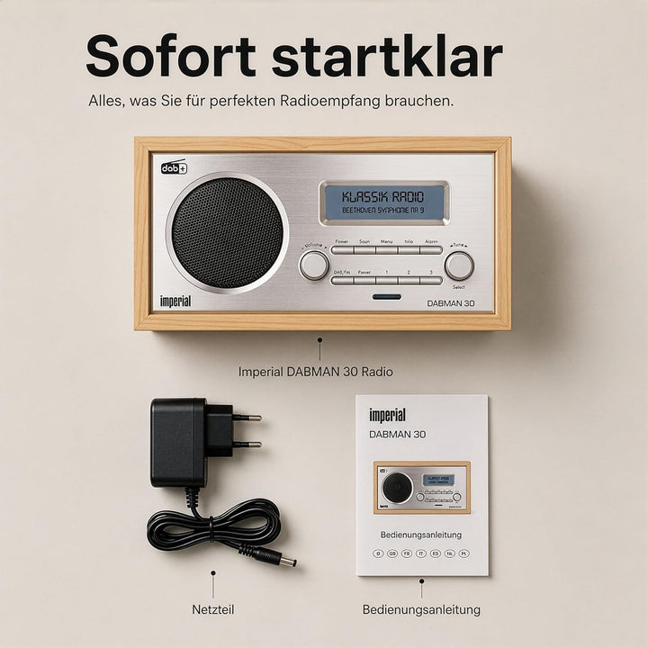 Imperial 22-130-00 Dabman 30 Digitalradio (DAB+/DAB/UKW, Aux In, inkl. Netzteil) braun Mono Braun, M