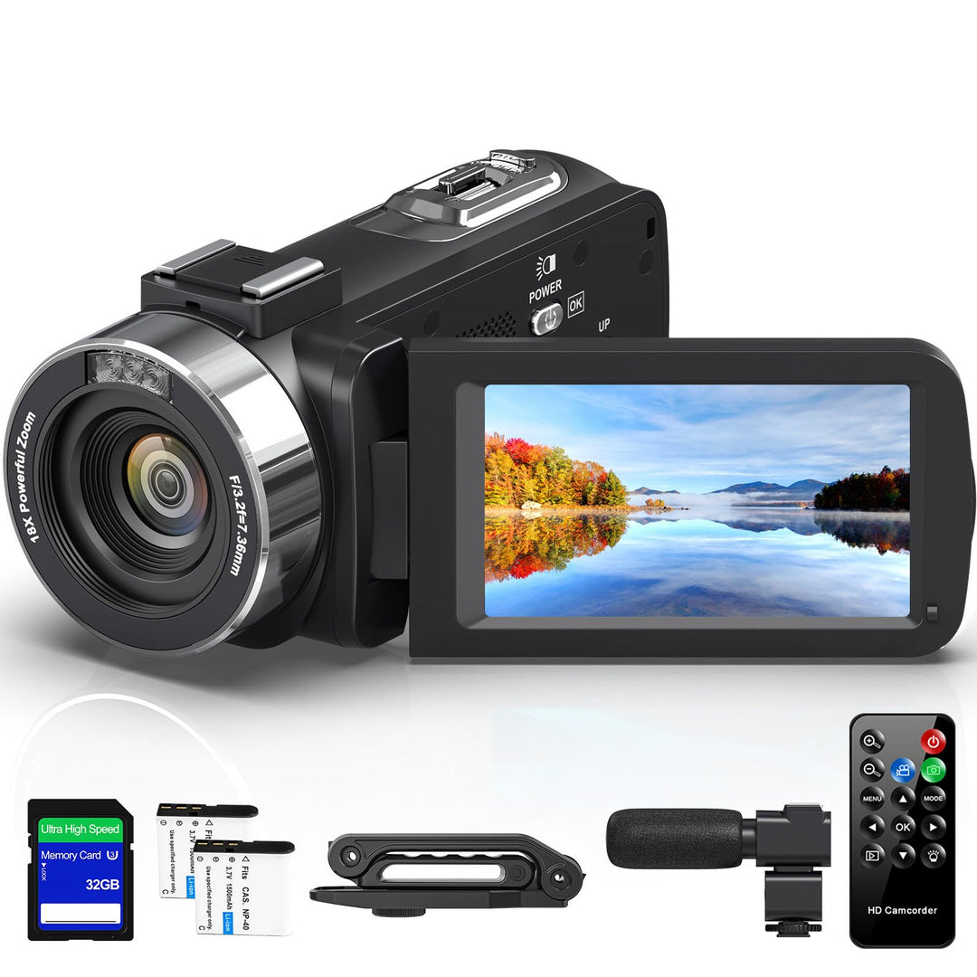 Videokamera 4K Camcorder 80MP 18X Digitalzoom IR Nachtsicht Vlogging Camera | 4K UHD & 80MP Fotos, 3