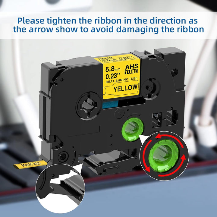 MarkField Kompatible Schriftband Schrumpfschlauch HSe-611 HSe611 5.8mm Bänder Schwarz auf Gelb Kompa