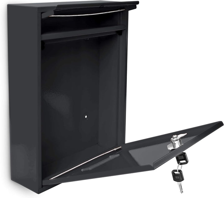 Design Briefkasten Metall Schwarz 26,5 x 35 x 8,5 cm, Schwarz