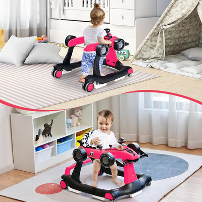 LIFEZEAL 4 in 1 Lauflernhilfe Baby, Höhenverstellbares & Klappbares Babywalker, Baby Gehfrei ab 6 Mo