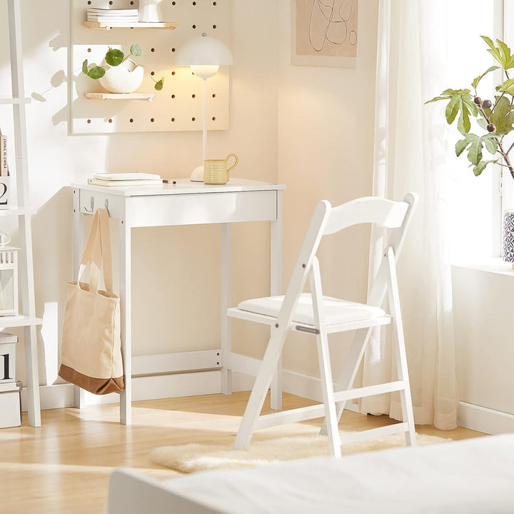 SoBuy FWT43-W Schreibtisch mit Einer Schublade und 2 Haken Tisch Computertisch Arbeitstisch Weiss, W