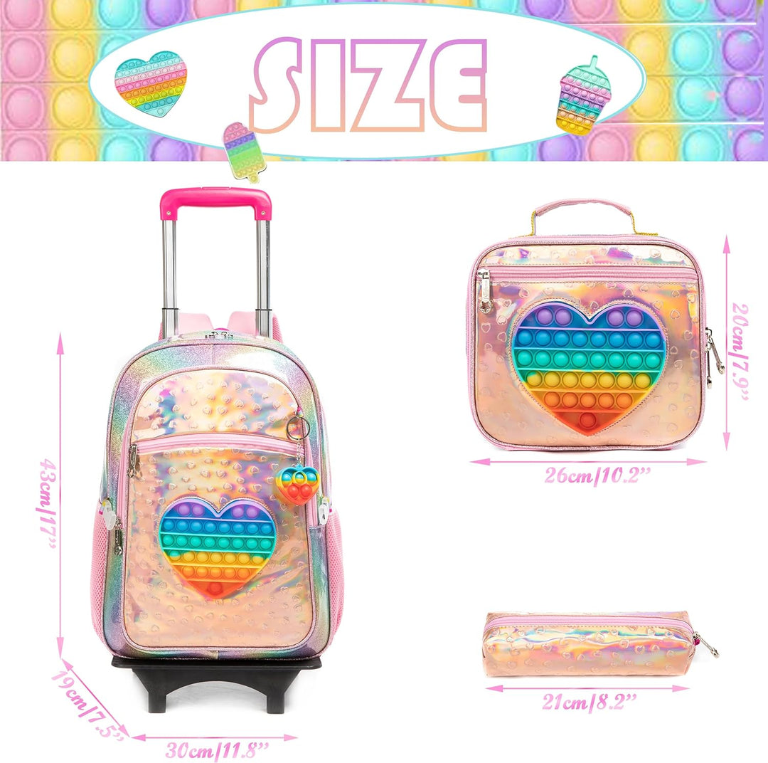 HTgroce Pop Push It Schulranzen Mit Rollen, Toy Schulranzen Trolley Pop Kinder, Fidget Trolley Rucks