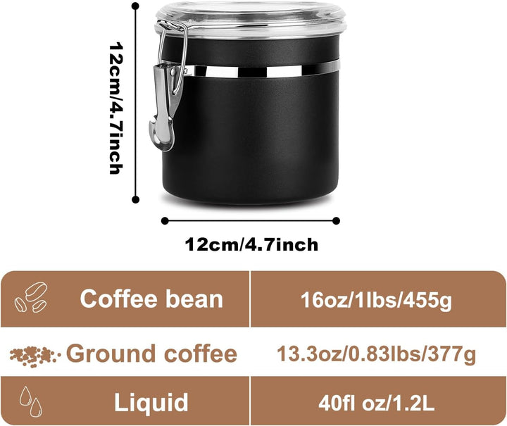 Kaffeedose Luftdicht mit Deckel Kaffeebohnen Behälter für Kaffeepulver Bohnen Tee Mehl Müsli Zucker,