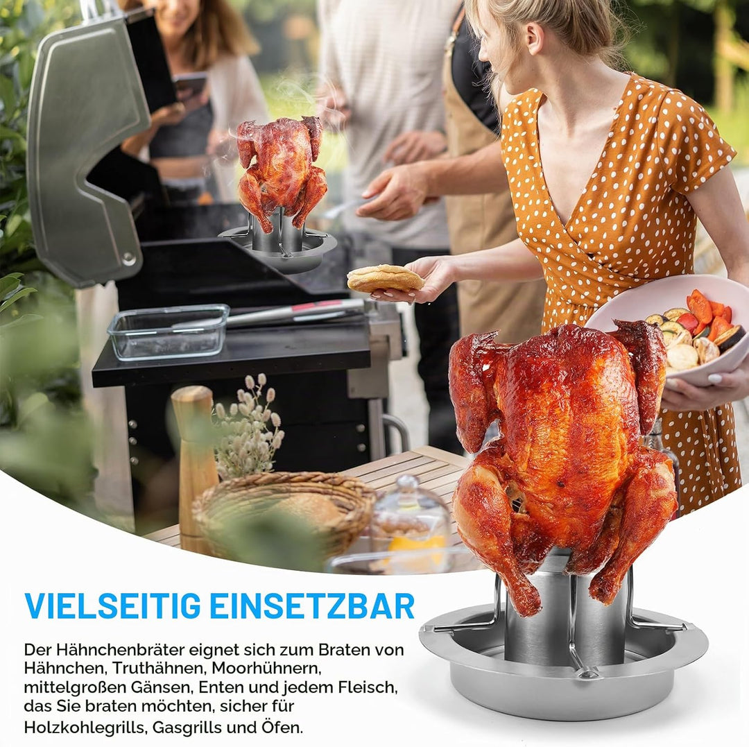 Hähnchenbräter 1 Stück Hähnchenhalter Grill Hähnchengrill aus Edelstahl Geflügelbräter für Backofen