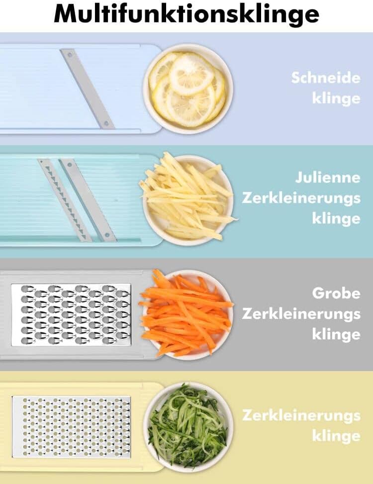 Geedel 4 in 1 Multifunktion Mandoline Gemüsehobel, Zwiebelschneider Gemüseschneider Manuell Käsereib